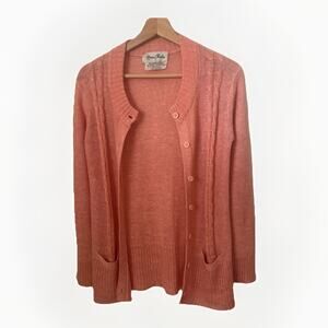 Vtg Marisa Christina Linen Blend Sweater Cardigan Cable Knit Coastal Grandma S
